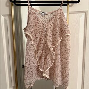 Papaya Pink Floral Camisole with Ruffle Detail